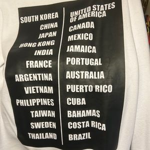 White Sweater with countries in the back!!!